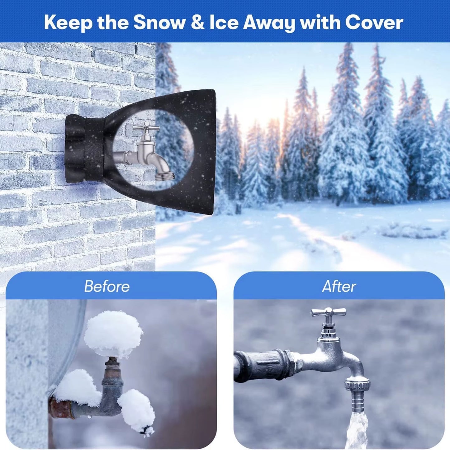 Outdoor Faucet Covers for Winter Freeze Protection, 2 Packs Faucet Insulation Cover Socks, Hose Bib Covers for Winter (15X20Cm)