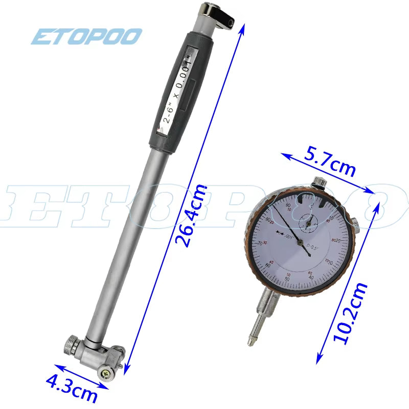 2" - 6" 0.001" Deep Engine Hole Measurement 50-160Mm 0.01Mm Dial Bore Indicator Gauge