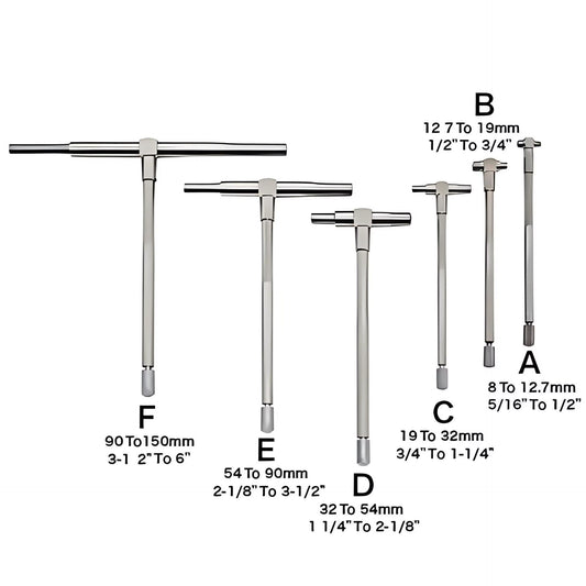 5/16"-6" 6Pcs/Set Telescoping Gauges Internal Gauge Telescoping Hole Gauge for Quick inside Measurements 4Pcs Small Bore Gauge